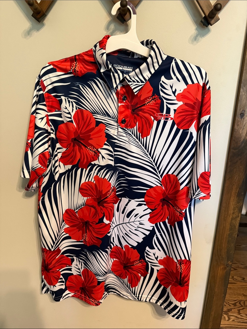 Men’s Boombah Red Floral Polo Shirt